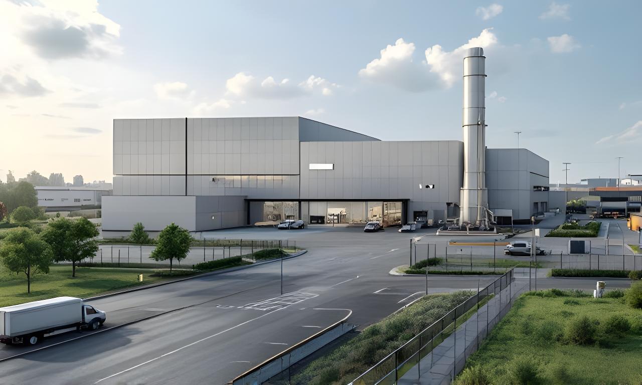 Vista exterior de la planta de aluminio en San Francisco Córdoba con acceso vehicular y entorno industrial ordenado